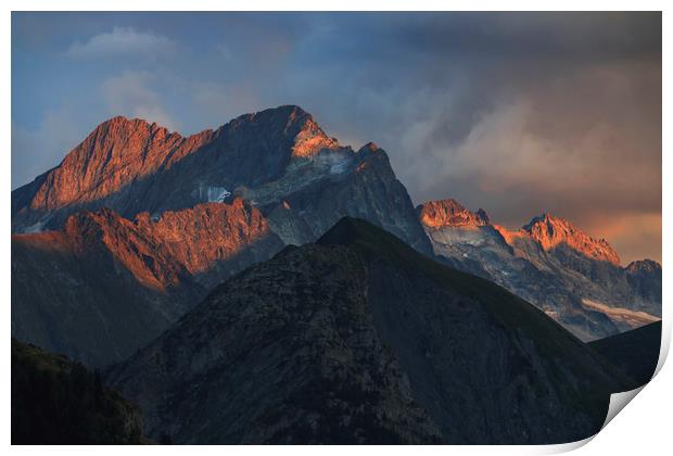 Sunset in french alps Print by Dalius Baranauskas