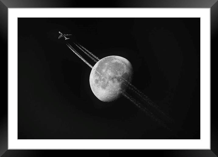 Plane Across the Moon Framed Mounted Print by Paul Appleby