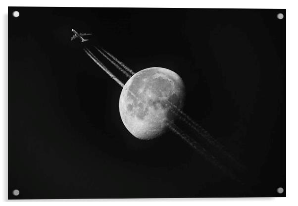 Plane Across the Moon Acrylic by Paul Appleby