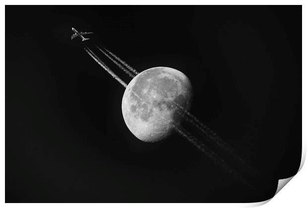 Plane Across the Moon Print by Paul Appleby