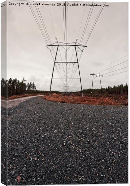 Road To The Power Lines Canvas Print by Jukka Heinovirta
