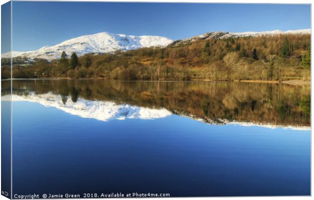 Coniston Water in Winter Canvas Print by Jamie Green