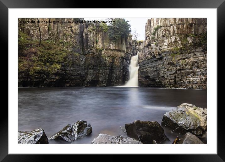 High Force Waterfall. Framed Mounted Print by Angela Aird