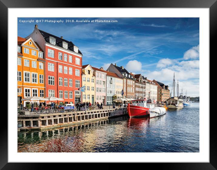 Nyhavn, Copenhagen, Denmark Framed Mounted Print by K7 Photography