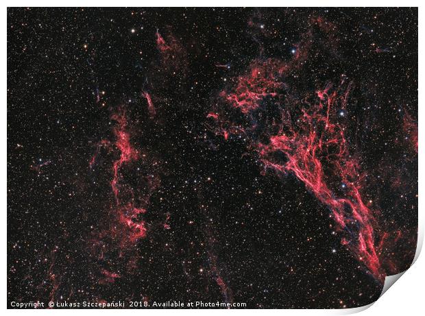 Pickering's Triangle nebula and NGC 6974 nebula in Print by Łukasz Szczepański