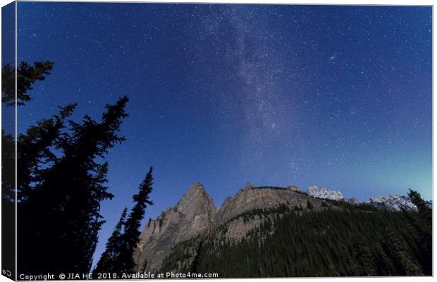 Canadian Rocky Mountains nightscape Canvas Print by JIA HE