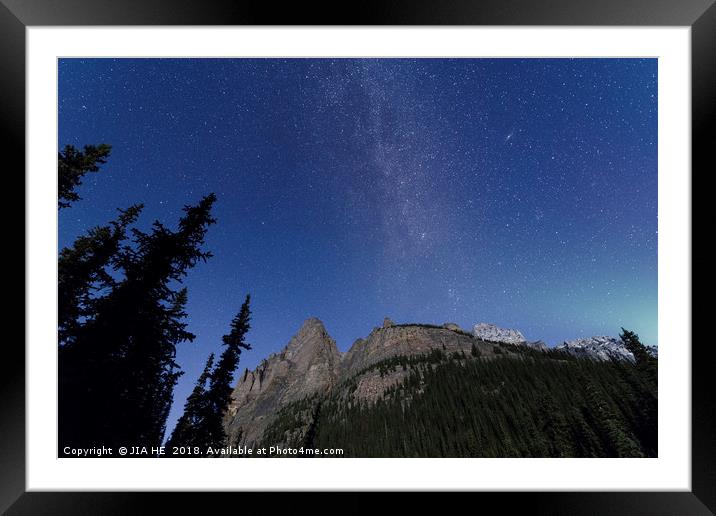 Canadian Rocky Mountains nightscape Framed Mounted Print by JIA HE