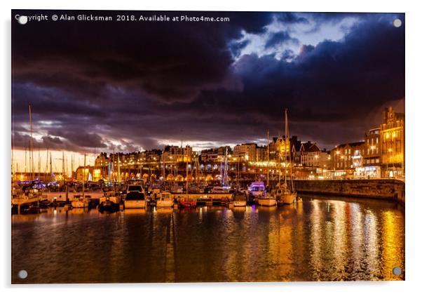 Ramsgate harbour at night Acrylic by Alan Glicksman