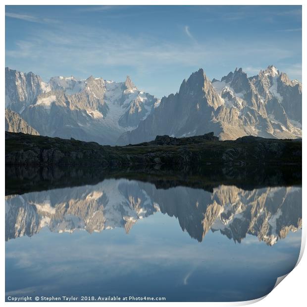 Lac des Cheserys reflection Print by Stephen Taylor