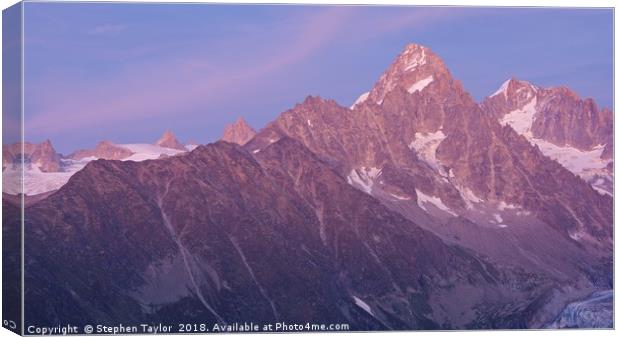 Aiguille du Chardonnet Alpen Glow Canvas Print by Stephen Taylor