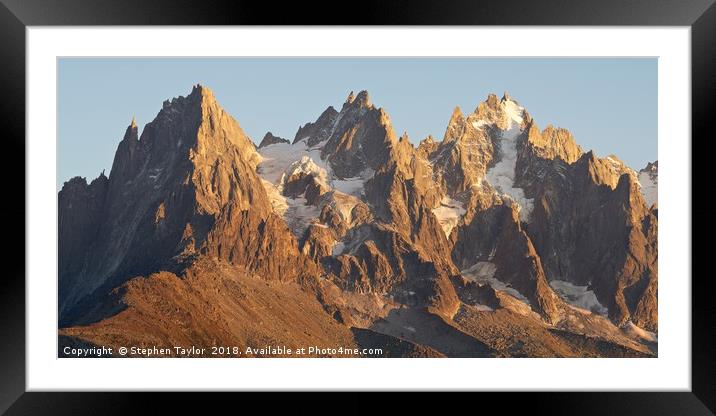Aiguille du Grepon Sunset Framed Mounted Print by Stephen Taylor