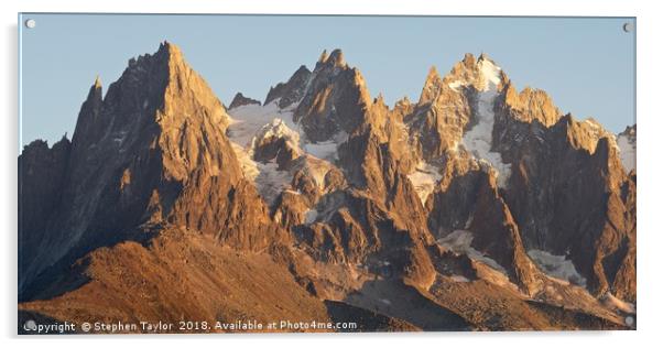Aiguille du Grepon Sunset Acrylic by Stephen Taylor