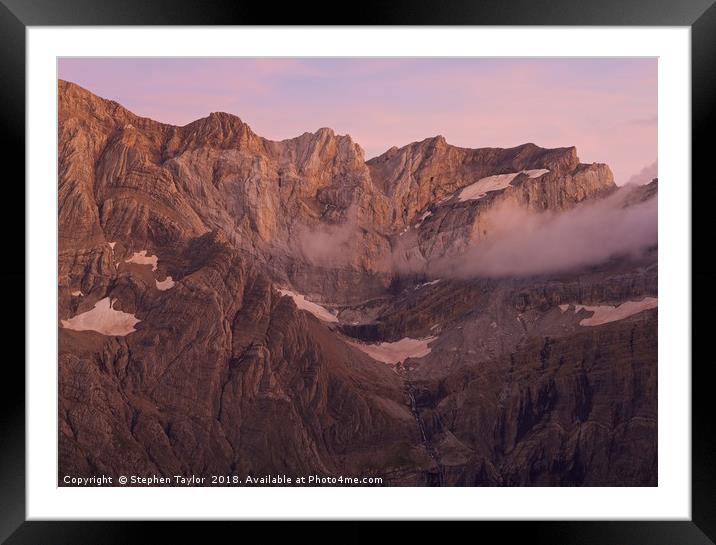 Pic de Marbore Alpen Glow Framed Mounted Print by Stephen Taylor