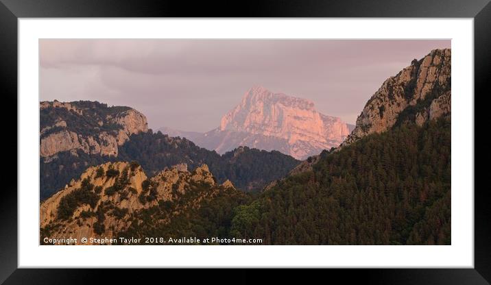 Pena Montanesa Glowing Red Framed Mounted Print by Stephen Taylor