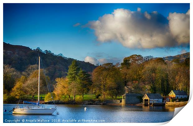 Boat house Lake Windermere            Print by Angela Wallace