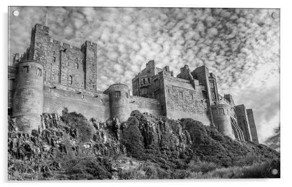 Bamburgh Castle view in Mono Acrylic by Naylor's Photography