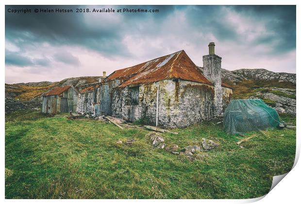 Ruined Croft at Quidnish in Scotland Print by Helen Hotson