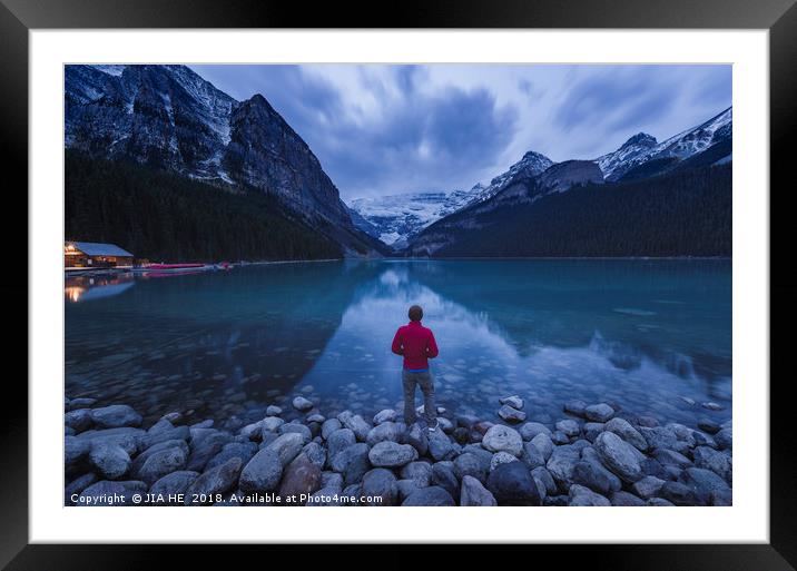 Lake Louise, Banff National Park Framed Mounted Print by JIA HE