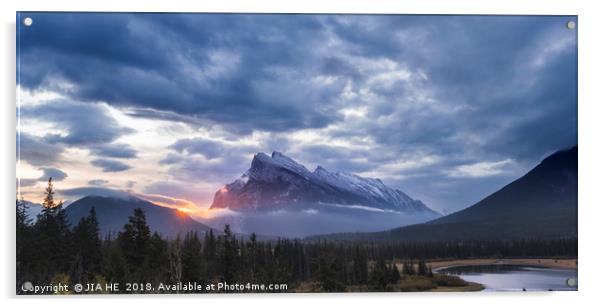 Vermilion lakes sunrise, Banff national park Acrylic by JIA HE