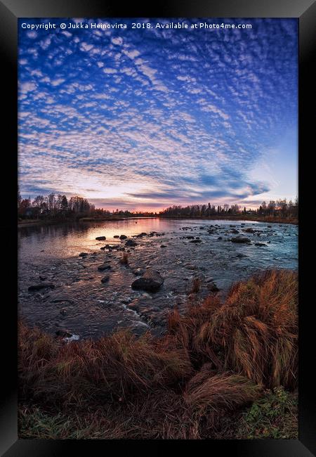Sunset By The River Bend Framed Print by Jukka Heinovirta