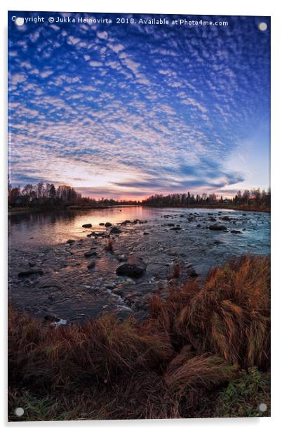 Sunset By The River Bend Acrylic by Jukka Heinovirta