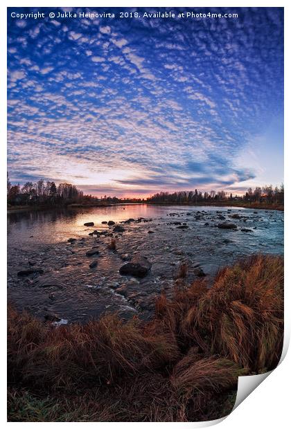 Sunset By The River Bend Print by Jukka Heinovirta