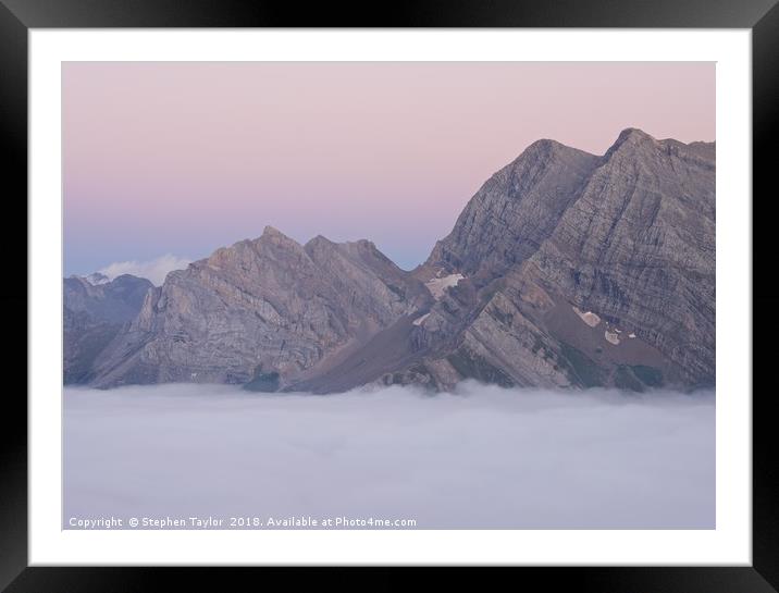 Dusk over the top of Gavarnie Framed Mounted Print by Stephen Taylor