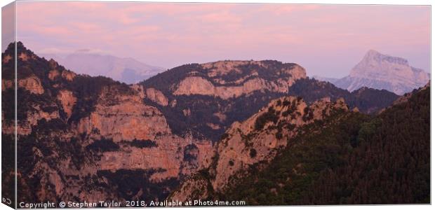 Pink Skies in the Pyrenees Canvas Print by Stephen Taylor