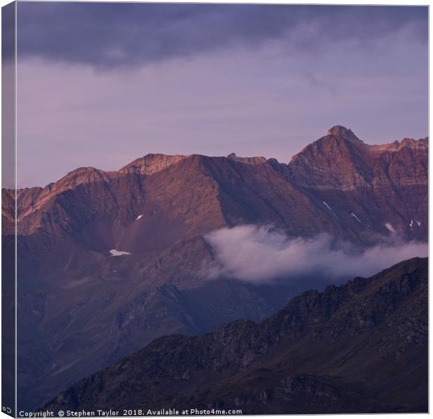 Alpen Glow in the Pyrenees Canvas Print by Stephen Taylor