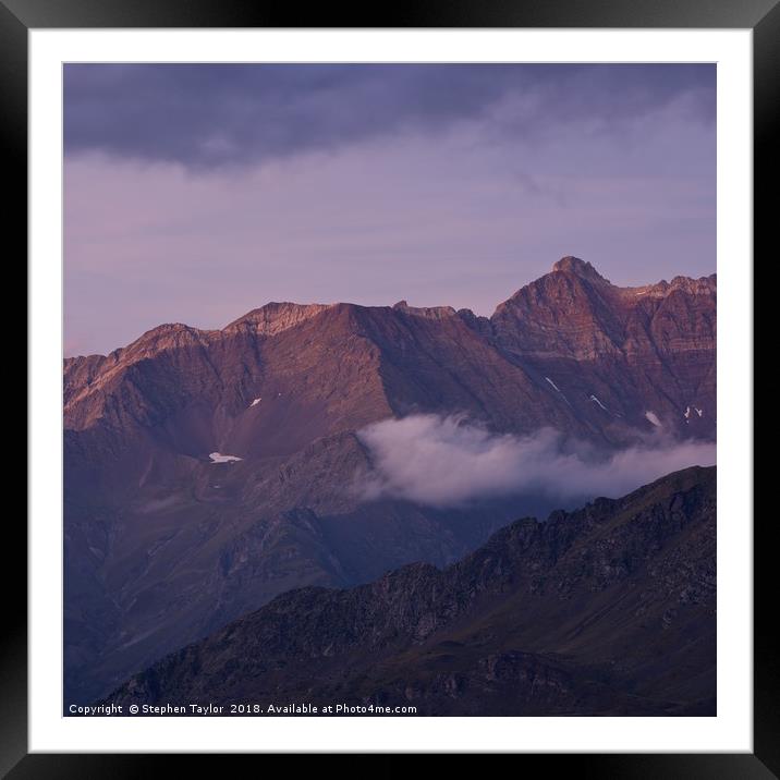 Alpen Glow in the Pyrenees Framed Mounted Print by Stephen Taylor