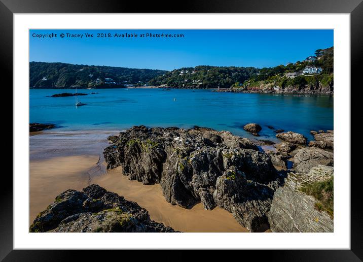 Salcombe Estuary.  Framed Mounted Print by Tracey Yeo