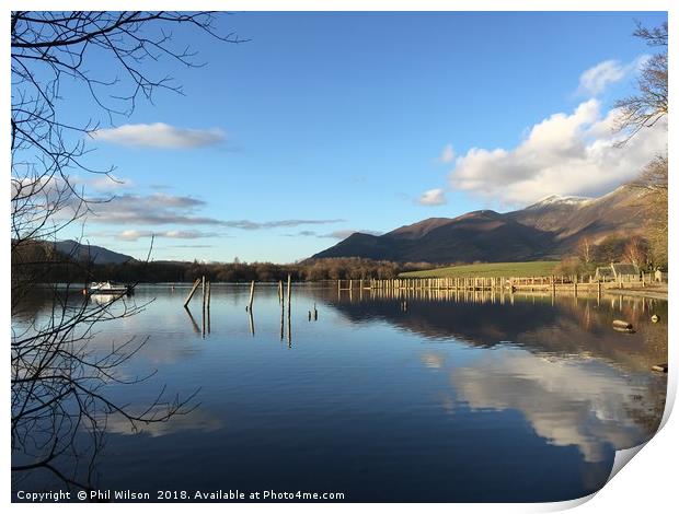 Derwentwater and the Skiddaw Massif. Print by Phil Wilson
