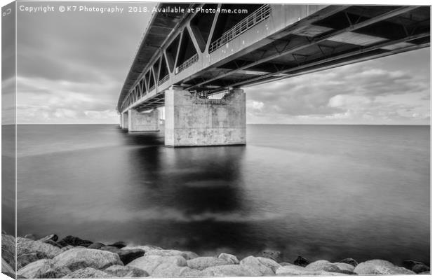 Oresund Bridge in Mono Canvas Print by K7 Photography