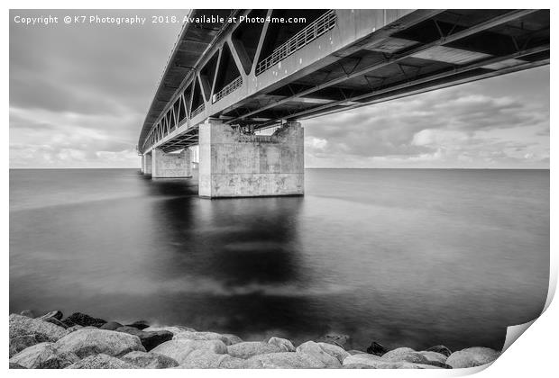 Oresund Bridge in Mono Print by K7 Photography