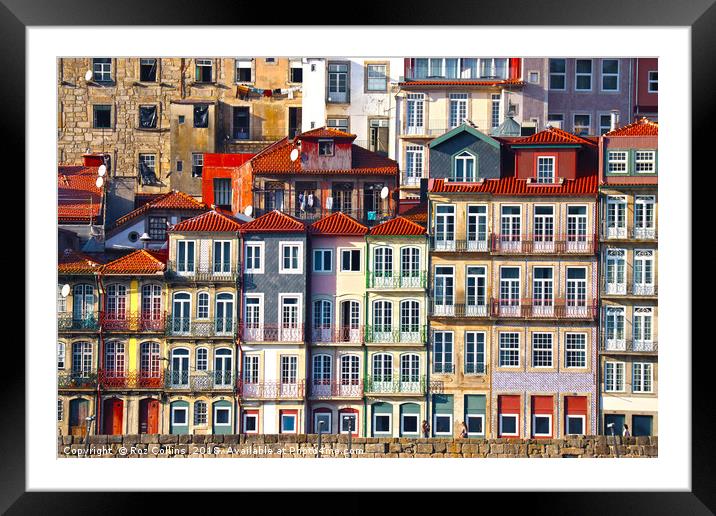 Houses Along the Douro River, Porto Framed Mounted Print by Roz Collins