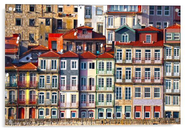 Houses Along the Douro River, Porto Acrylic by Roz Collins