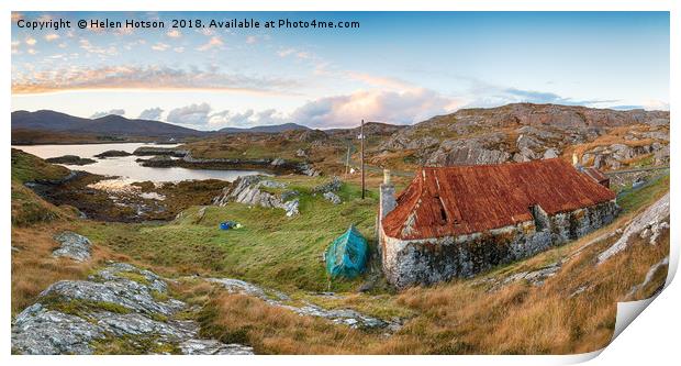 Sunset over Quidnish on the Isle of Harris Print by Helen Hotson