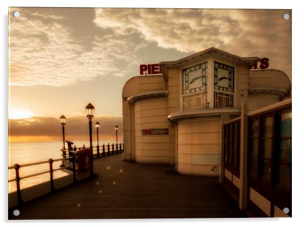 Worthing Pier Dawn Acrylic by Clive Eariss