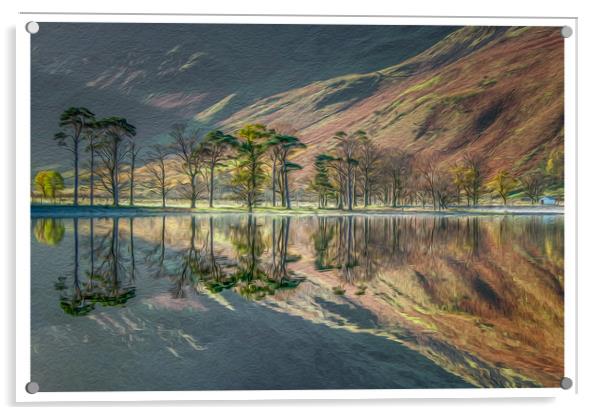 Buttermere Pines Acrylic by Paul Andrews