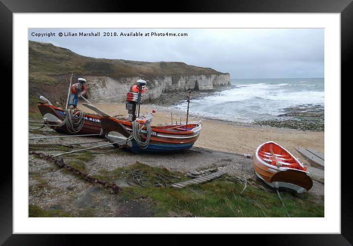 A grey day at Flamborough. Framed Mounted Print by Lilian Marshall