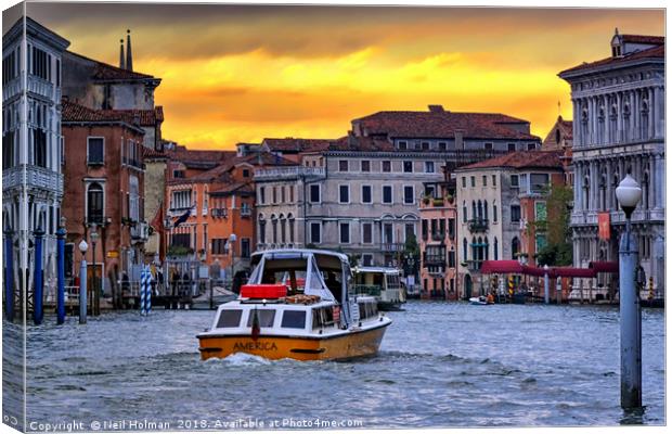 Sunset on the Grand Canal Venice  Canvas Print by Neil Holman