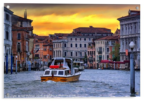 Sunset on the Grand Canal Venice  Acrylic by Neil Holman