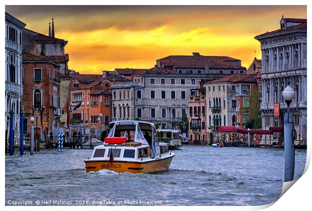 Sunset on the Grand Canal Venice  Print by Neil Holman