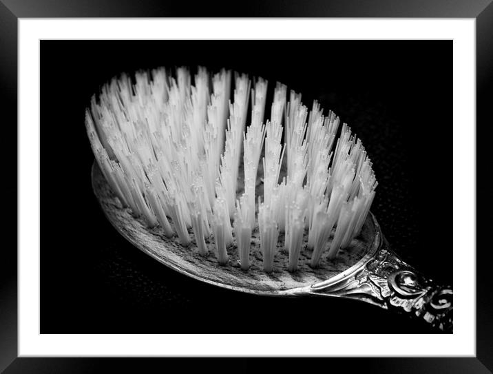 The Monochrome Hairbrush Framed Mounted Print by Jonathan Thirkell