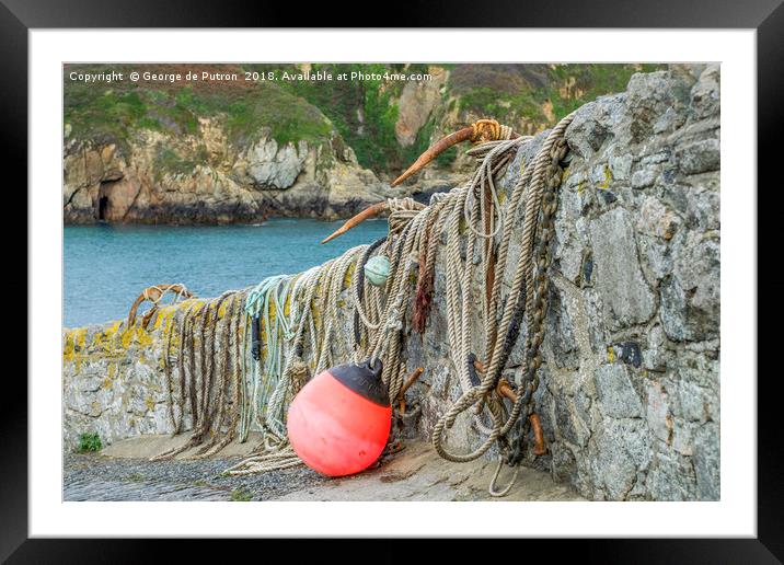 Anchors, rope and a buoy at the ready ! On Saints  Framed Mounted Print by George de Putron