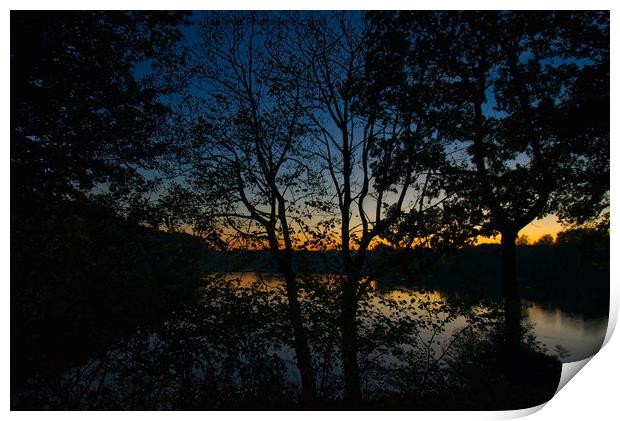 Sunset over Chard Reservoir Somerset uk Print by Will Badman