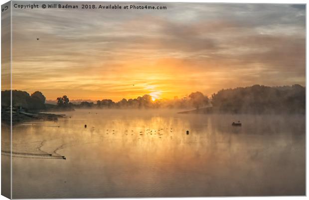 Sunrise over Sutton Bingham Reservoir Somerset UK Canvas Print by Will Badman