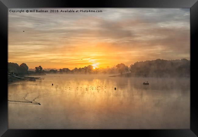 Sunrise over Sutton Bingham Reservoir Somerset UK Framed Print by Will Badman