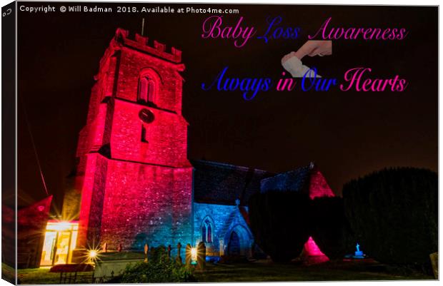 Baby Loss Awareness Church Lit Up Canvas Print by Will Badman