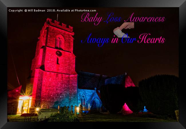 Baby Loss Awareness Church Lit Up Framed Print by Will Badman